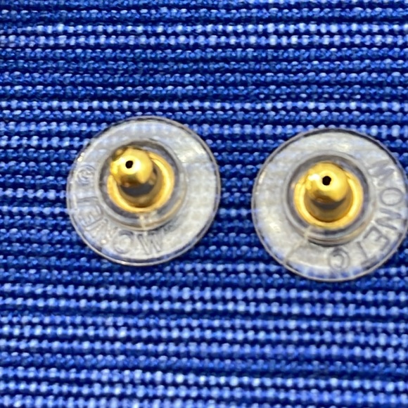 Vintage Monet Gold Plated Hoop Earrings - Picture 8 of 11